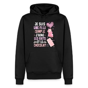 Je suis une fille Simple Rats et Chocolat - Sweat à capuche Premium bio Homme - noir - Devant - Nico (187cm)