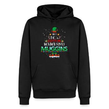 Noël Muggins à tête de coton - Sweat à capuche Premium bio Homme - noir - Devant - Nico (187cm)
