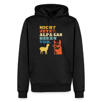 Fan d'alpagas PAS MAINTENANT LES ALPAGAS AVANT TOUT Drôle - Sweat à capuche Premium bio Homme - noir - Devant - Nico (187cm)