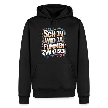 Widda Fümmen Zwanzisch fête déjà ses 50 ans - Sweat à capuche Premium bio Homme - noir - Devant - Nico (187cm)