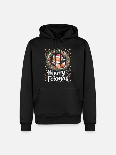 Lustiges Fuchs Weihnachts T-Shirt - Männer Premium Bio Hoodie - Schwarz