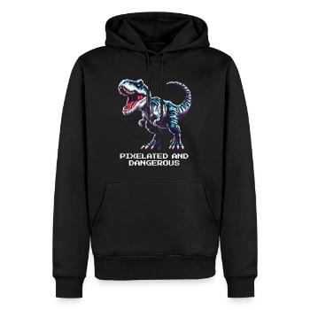 Pixélisé et dangereux | Dinosaure - Sweat à capuche Premium bio Homme - noir - Devant - Nico (187cm)