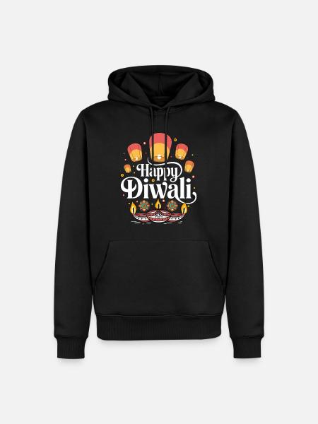 Happy Diwali Lampen Design - Männer Premium Bio Hoodie - Schwarz