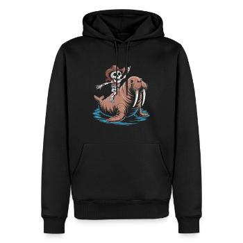 Cow-boy squelette sur morse - Sweat à capuche Premium bio Homme - noir - Devant - Nico (187cm)