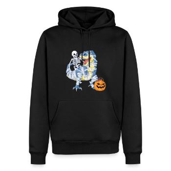 Skelett Reiten Mumie Dinosaurier Halloween T-Shirt - Männer Premium Bio Hoodie - Schwarz - Vorne - Nico (187cm)