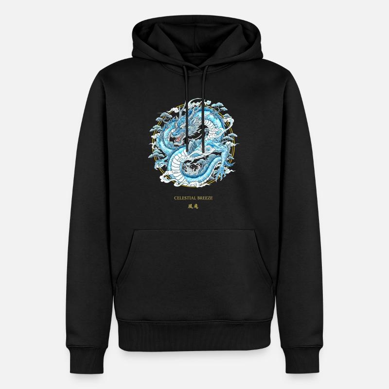 Celestial Breeze Himmlischer Winddrache - Männer Premium Bio Hoodie - Schwarz