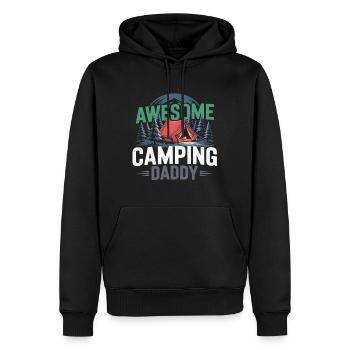 Camping Papa Shirt mit Zelt und Wald Motiv - Männer Premium Bio Hoodie - Schwarz - Vorne - Nico (187cm)