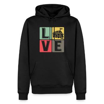 Carré Pop Art CheeseLove - Sweat à capuche Premium bio Homme - noir - Devant - Nico (187cm)