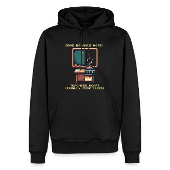 Note d’équilibre : Les enseignants ne cuisinent pas | École - Sweat à capuche Premium bio Homme - noir - Devant - Nico (187cm)