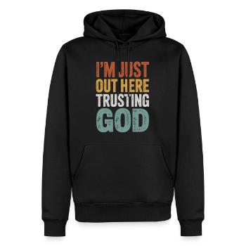 Ich Vertraue Gott Motiv - Männer Premium Bio Hoodie - Schwarz - Vorne - Nico (187cm)