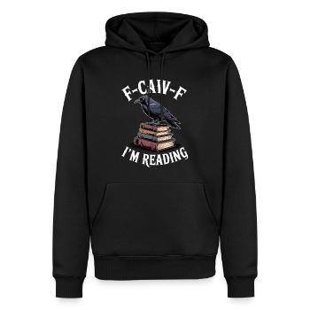 Rabe auf Büchern – Leseglück - Männer Premium Bio Hoodie - Schwarz - Vorne - Nico (187cm)