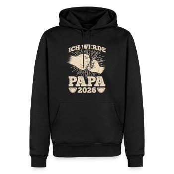 Future papa JE SERAI PAPA 2026 Drôle - Sweat à capuche Premium bio Homme - noir - Devant - Nico (187cm)