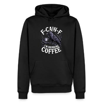 F-Caw-F : Je bois du café - Sweat à capuche Premium bio Homme - noir - Devant - Nico (187cm)