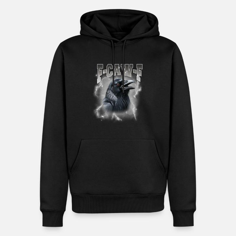 F-Caw-E Rabensturm Graphik - Männer Premium Bio Hoodie - Schwarz