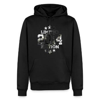 ÉDITION LIMITÉE 2014 12E ANNIVERSAIRE - Sweat à capuche Premium bio Homme - noir - Devant - Nico (187cm)