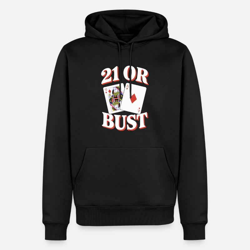 21 Oder Bust Poker Kartendesign - Männer Premium Bio Hoodie - Schwarz