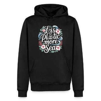Moins de plastique, plus de mer – Design environnemental, Fleurs - Sweat à capuche Premium bio Homme - noir - Devant - Nico (187cm)