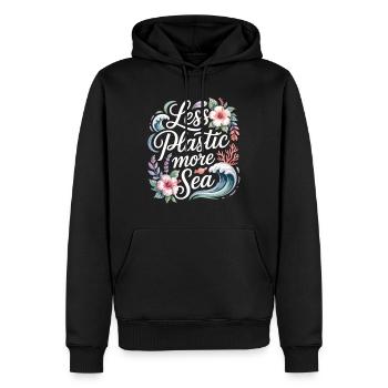 Moins de plastique, plus de mer – Design environnemental, Fleurs - Sweat à capuche Premium bio Homme - noir - Devant - Nico (187cm)