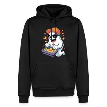 Retro Gamer Halloween Geist - Männer Premium Bio Hoodie - Schwarz - Vorne - Nico (187cm)