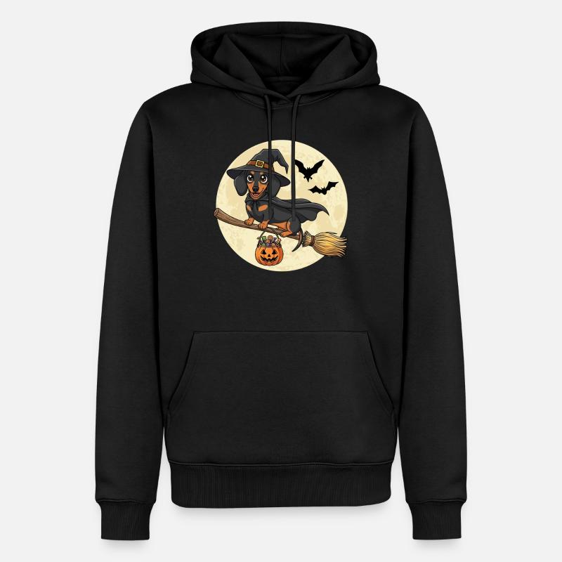 Teckel mignon sorcière Halloween - Sweat à capuche Premium bio Homme - noir