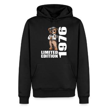 1976 Édition Limitée Ours Anniversaire 1976 - Sweat à capuche Premium bio Homme - noir - Devant - Nico (187cm)
