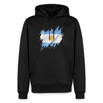 Drapeau de l’Argentine, style déchiré - Sweat à capuche Premium bio Homme - noir - Devant - Nico (187cm)