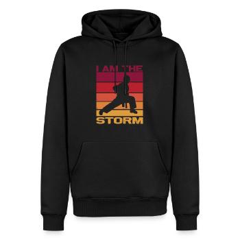 Silhouette d’un combattant de karaté - Combat Contact - Sweat à capuche Premium bio Homme - noir - Devant - Nico (187cm)