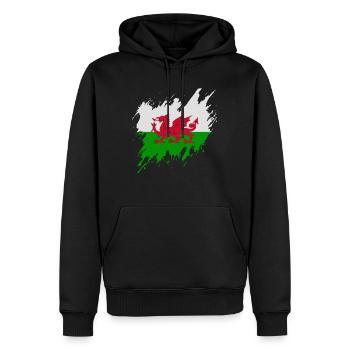 Drapeau du Pays de Galles, style déchiré - Sweat à capuche Premium bio Homme - noir - Devant - Nico (187cm)