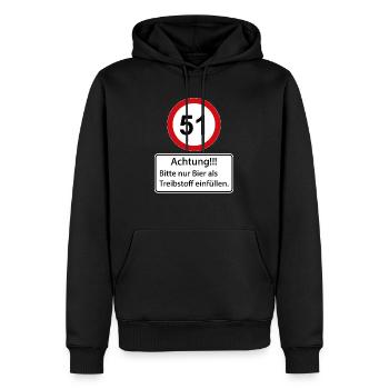 51 Attention : ne remplissez que de la bière comme carburant - Sweat à capuche Premium bio Homme - noir - Devant - Nico (187cm)