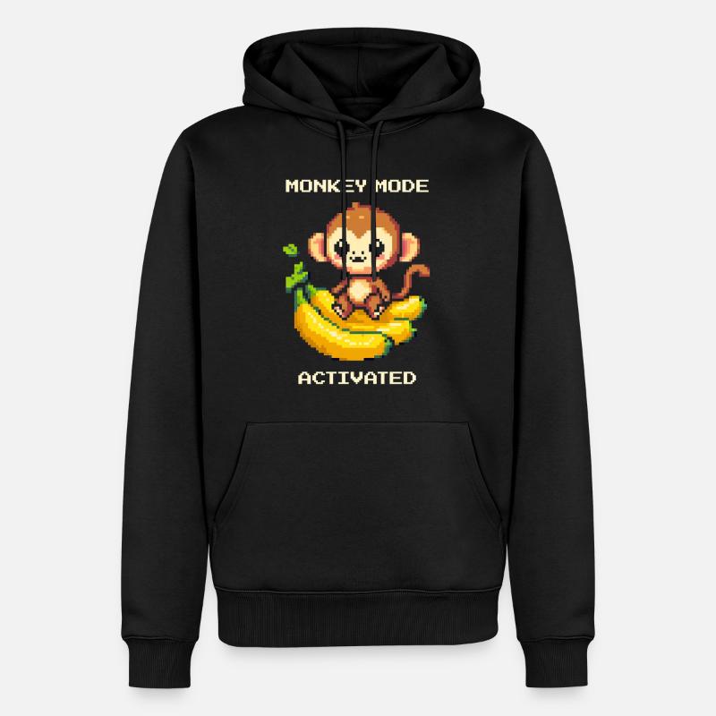 Mode Singe activé | Singe, Banane, Mignon - Sweat à capuche Premium bio Homme - noir