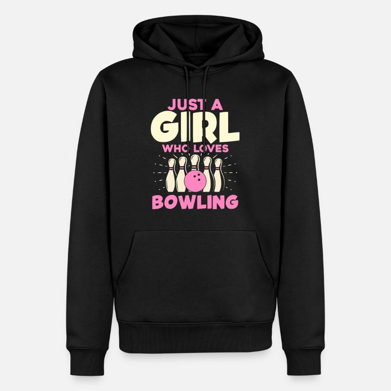 Nur ein Mädchen liebt Bowling - Männer Premium Bio Hoodie - Schwarz