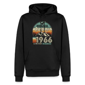 Original 1966 Vintage Vintage Birthday Retro - Men’s Premium Organic Hoodie - black - Front - Nico (187cm)