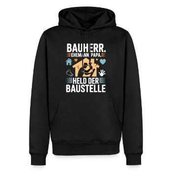 Builder for my family – Heart & Hammer Style - Men’s Premium Organic Hoodie - black - Front - Nico (187cm)