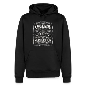 33ème Anniversaire Légende Novembre Millésime 1992 - Sweat à capuche Premium bio Homme - noir - Devant - Nico (187cm)