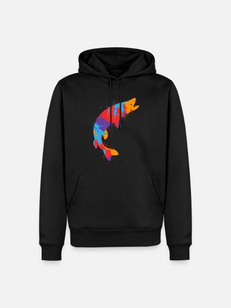 Bunter Hecht Angeln Hechte Fischen Angler - Männer Premium Bio Hoodie - Schwarz