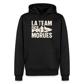 La Team Des Morues - Sweat à capuche Premium bio Homme - noir - Devant - Nico (187cm)