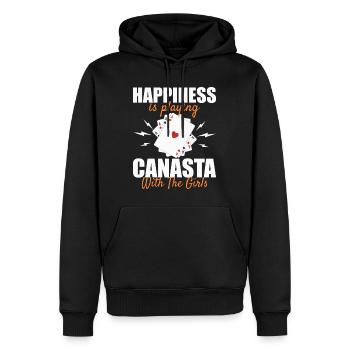 Canasta Luck : Jouer aux cartes avec les filles - Sweat à capuche Premium bio Homme - noir - Devant - Nico (187cm)