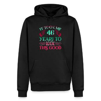 It took 46 years to look so good - Men’s Premium Organic Hoodie - black - Front - Nico (187cm)