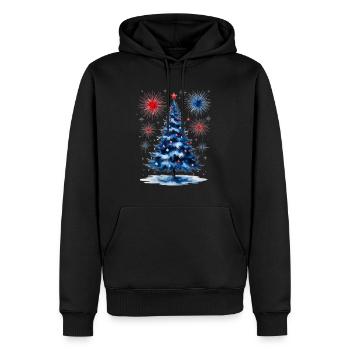 Feuerwerk Weihnachtsbaum Muster - Männer Premium Bio Hoodie - Schwarz - Vorne - Nico (187cm)