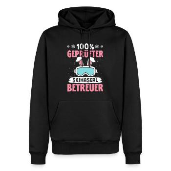 Skilehrer 100 % GEPRÜFTER SKIHASERL BETREUER - Männer Premium Bio Hoodie - Schwarz - Vorne - Nico (187cm)