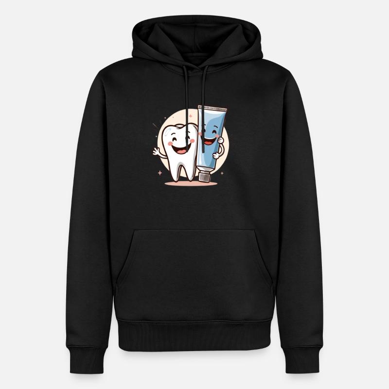 Dent souriante avec du dentifrice - Sweat à capuche Premium bio Homme - noir