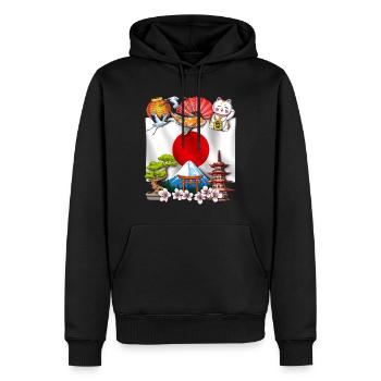 Japan - Männer Premium Bio Hoodie - Schwarz - Vorne - Nico (187cm)