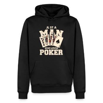 Juste un homme qui aime le poker - Sweat à capuche Premium bio Homme - noir - Devant - Nico (187cm)