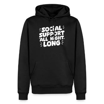 Citation d’assistant social : soutien toute la nuit - Sweat à capuche Premium bio Homme - noir - Devant - Nico (187cm)