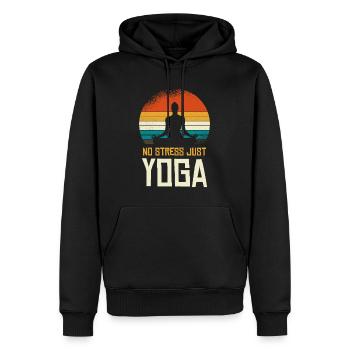 Pas de stress, juste yoga Silhouette rétro - Sweat à capuche Premium bio Homme - noir - Devant - Nico (187cm)