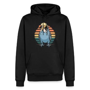 Perroquet rétro avec des lunettes de soleil - Sweat à capuche Premium bio Homme - noir - Devant - Nico (187cm)