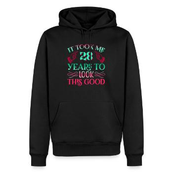 Il a fallu 28 ans pour être aussi beau - Sweat à capuche Premium bio Homme - noir - Devant - Nico (187cm)