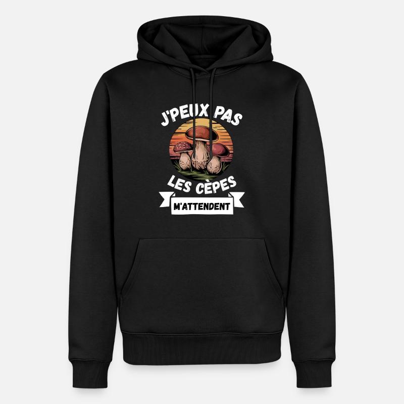 j'peux pas les cèpes m'attendent - Sweat à capuche Premium bio Homme - noir
