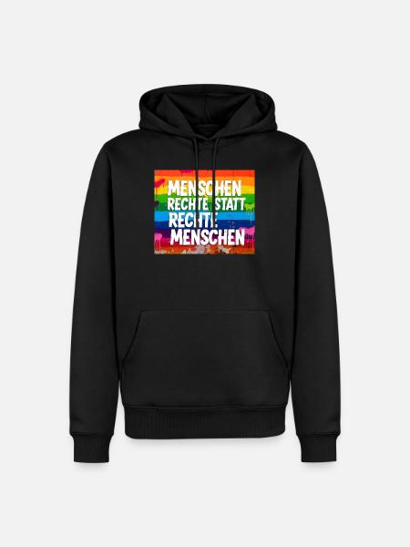 Menschenrechte statt rechte Menschen Statement - Männer Premium Bio Hoodie - Schwarz