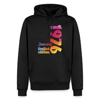 Cadeau D'anniversaire Janvier 1976 Anniversaire  - Sweat à capuche Premium bio Homme - noir - Devant - Nico (187cm)